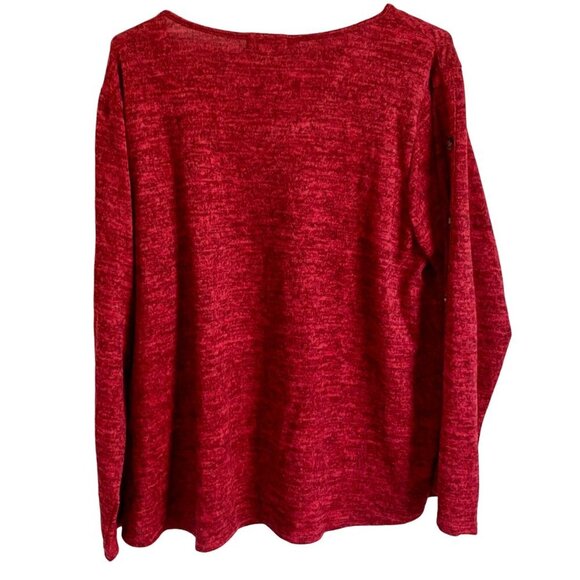 All In Love Long Sleeve Pull Over Red Top Decorative Buttons Women's Size 2X NEW - Picture 8 of 11
